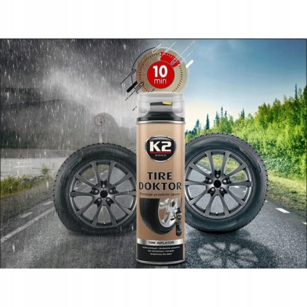 Aerozol do pompowania opon K2 Tire Doctor 500 ml - obrazek 3