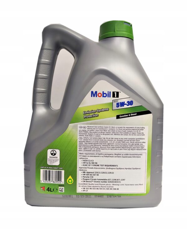 MOBIL 1 ESP FORMULA 5W30 4L. - obrazek 2