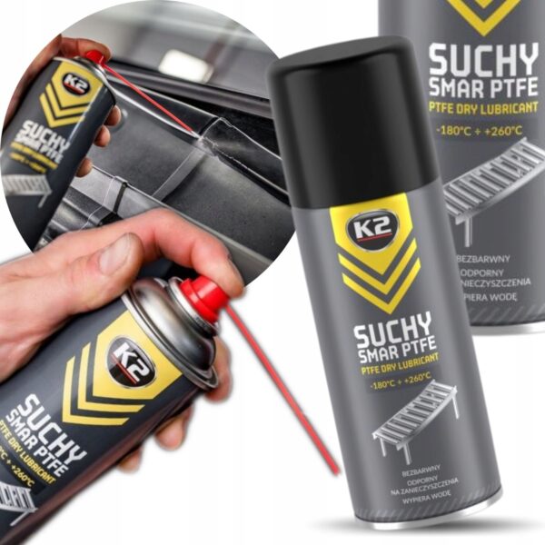 K2 Dry Lubricant suchy smar z PTFE spray 400ml - obrazek 5