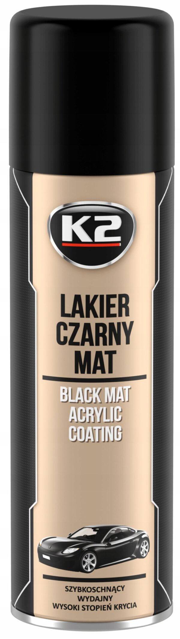 K2 LAKIER MATOWY AKRYLOWY CZARNY MAT SPRAY 500ml