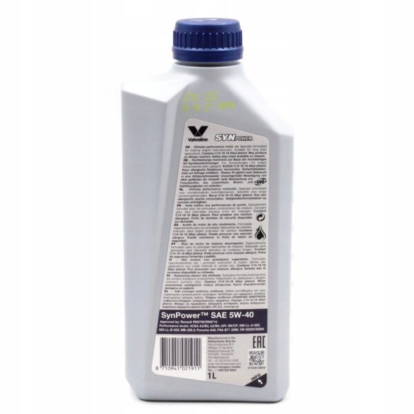 Olej silnikowy Valvoline SynPower 1 l 5W-40 - obrazek 2